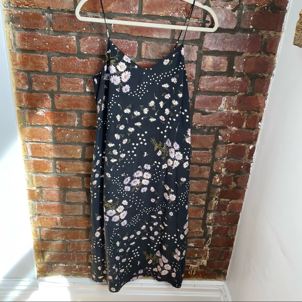 Madewell Silk Eva Slip Dress in Polka Dot Daisies